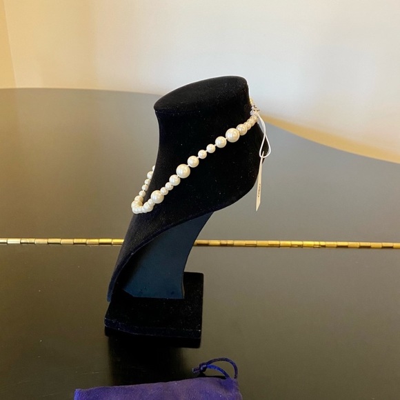 NWT Authentic classic rare Tory Burch Pearl Crystal Short Necklace - Picture 8 of 16